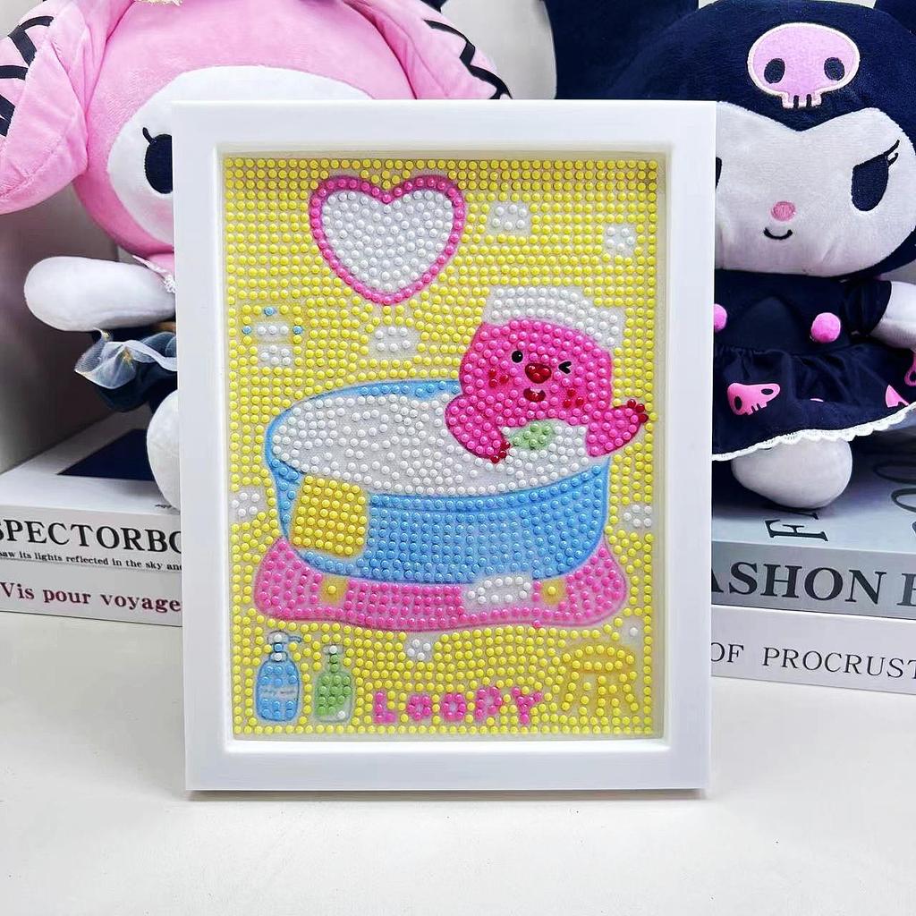 Cartoon Diamond Painting Children's Handmade Diy Diamond Stickers Bedroom Living Room Decorative Painting Masonry Painting with Photo Frame.