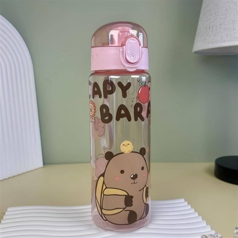 780ml Capybara transparent Cup Cute Cartoon Water Bottle with Carry Strap Leakproof Portable Outdoor Drinking Cup Sports Bottle