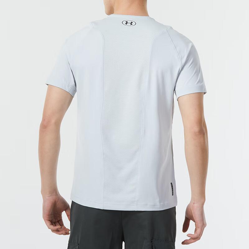 Under Armour Solid RUSH Technology Running Training Quick-Dry Cool Breathable Crew Neck Sports Short Sleeve T-Shirt Men Tops White 1383700-014
