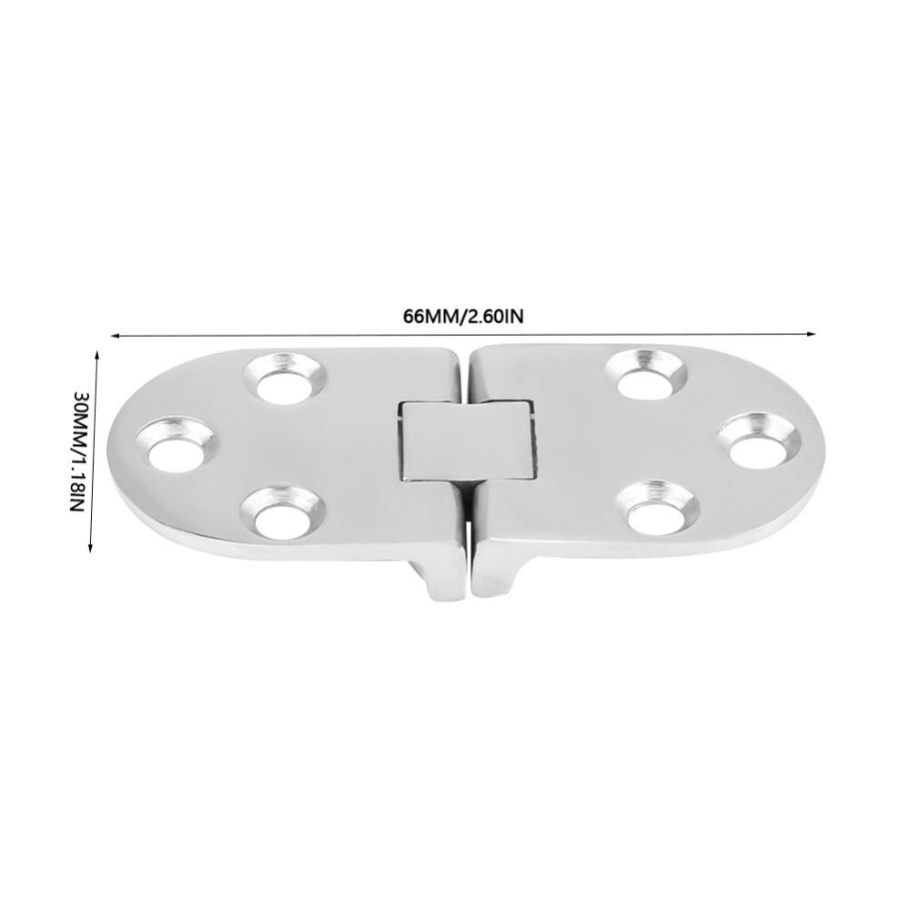 2Pcs Set 316 Stainless Steel Boat Hinges 66 * 30mm Silver Marine Hinges Stamping Cabinet 180 Degree Turn Door Hinges