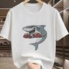 Shark Boxing Men Cotton TShirt Casual Athletic Streetwear Style White - Men's Summer Cotton Graphic Tee