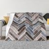 Herringbone Pattern In Blue Brown Grey Personalized Home Decor An Ultra-Soft Micro Fleece Blanket