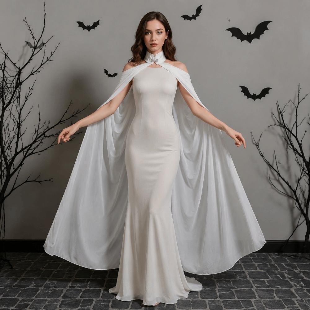 Solid Color Shawl Cape Chiffon Neck Cape Shawl Funny Hallowmas Cloak Party