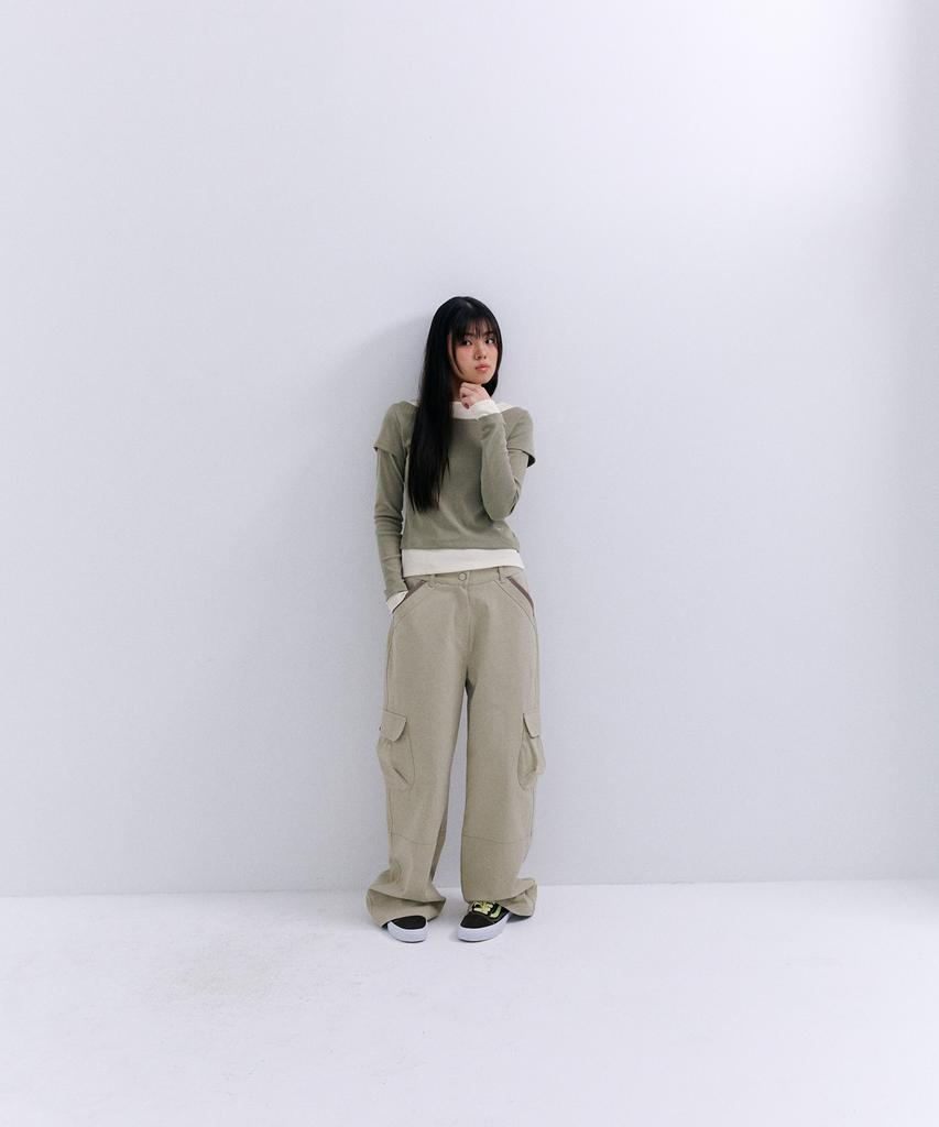 Peulleoti Utility Cargo Pants (Beige)