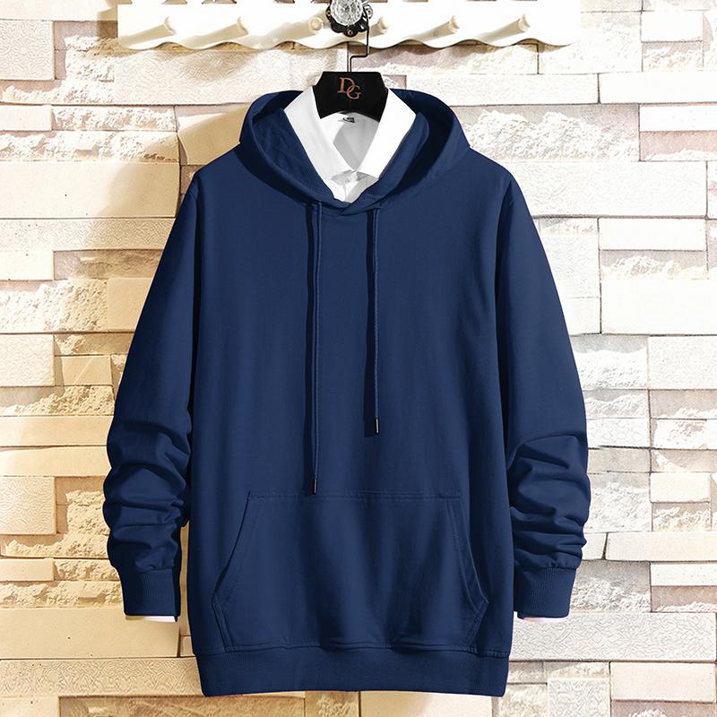 Sweat à Capuche HUK Homme – Bleu Moyen, Taille M, Poches, Cordon – Pullover
