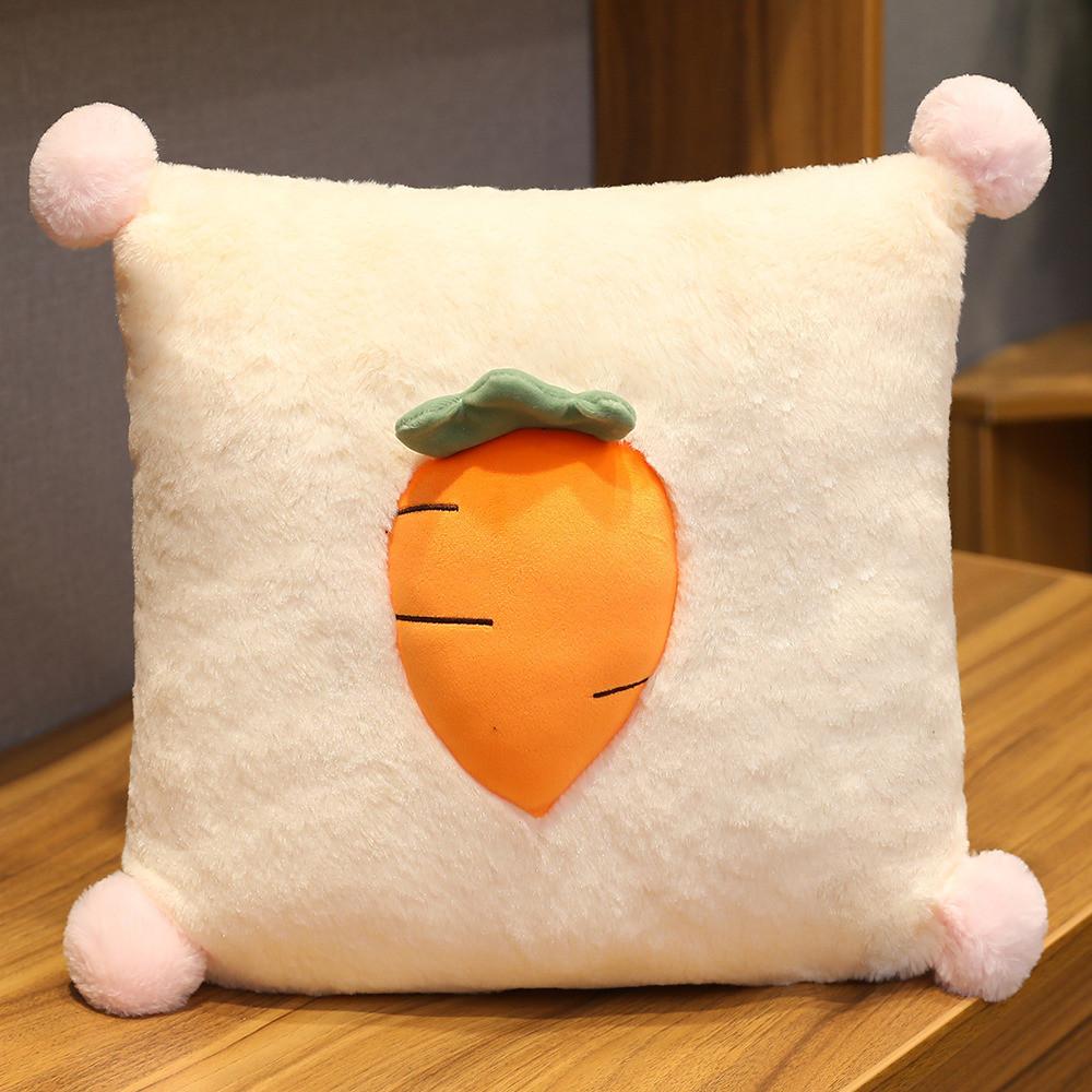 3in1 Fruit Pattern Pillow Blanket Carrot Cactus Pineapple Plush Toy Decoration