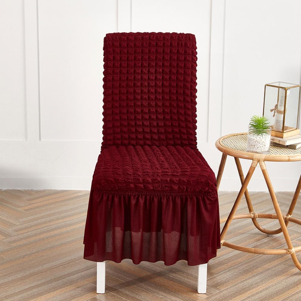 Stretch Chair Covers Pure Color Seersucker Dustproof Elastic Seat Covers for Home Hotel