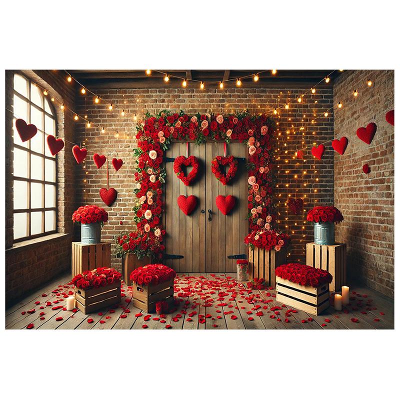 1 romantic floral Valentine's Day banner, suitable for holiday photography backgrounds at parties and weddings