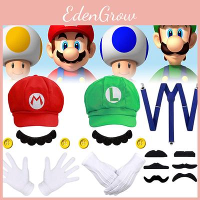 Official Mario Character Adult Octagon Sunhat Baseball Cap And Accessory Set