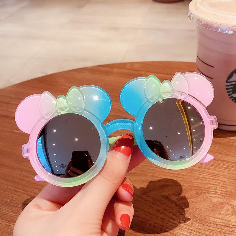 Boy Girl Cute Cartoon Bear Shape Fashion Round Sunglasses Children Vintage Sunglasses UV Protection Classic Kids Eyewear