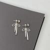 Pendientes Ribbon Bow Dangle Earrings Balletcore Piercing Ear Stud Simple Earrings  Girls Gift