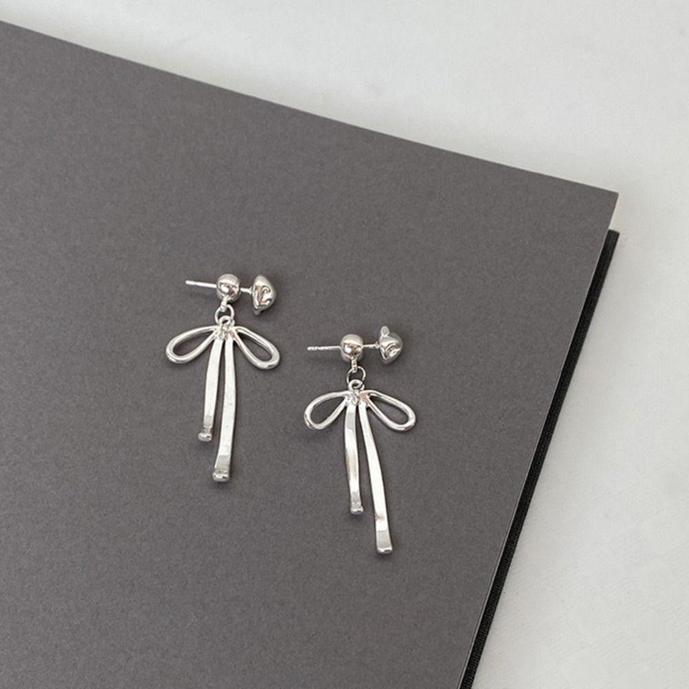 Pendientes Ribbon Bow Dangle Earrings Balletcore Piercing Ear Stud Simple Earrings Girls Gift