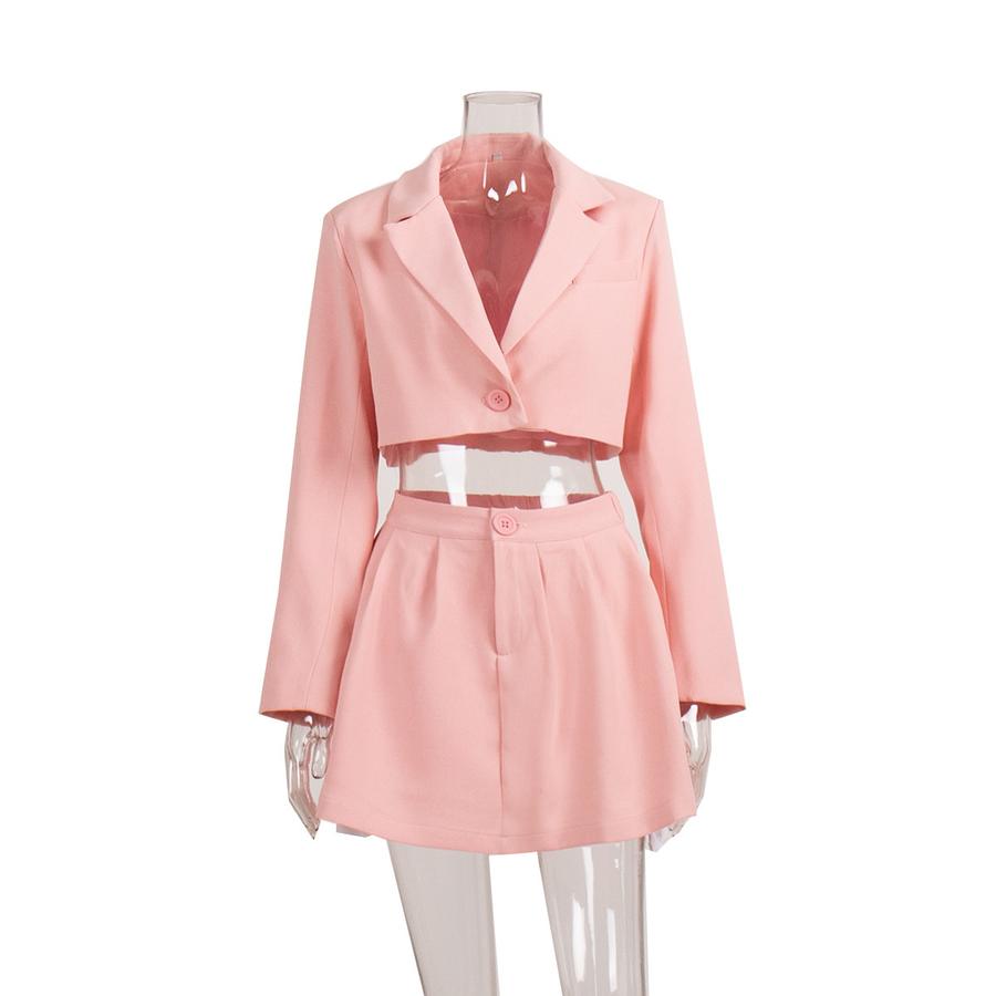 

Two Piece Suit Set - Short Skirt Blazer Outfit M світло-рожевий колір