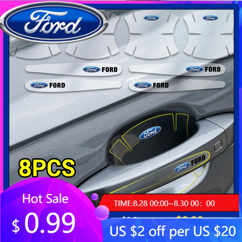 New 2026 Car Sticker 8pcs Transparent Car Door Handle Protector Film Sticker Anti Scratch Decal For Ford Fiesta Mondeo Fusion Ex