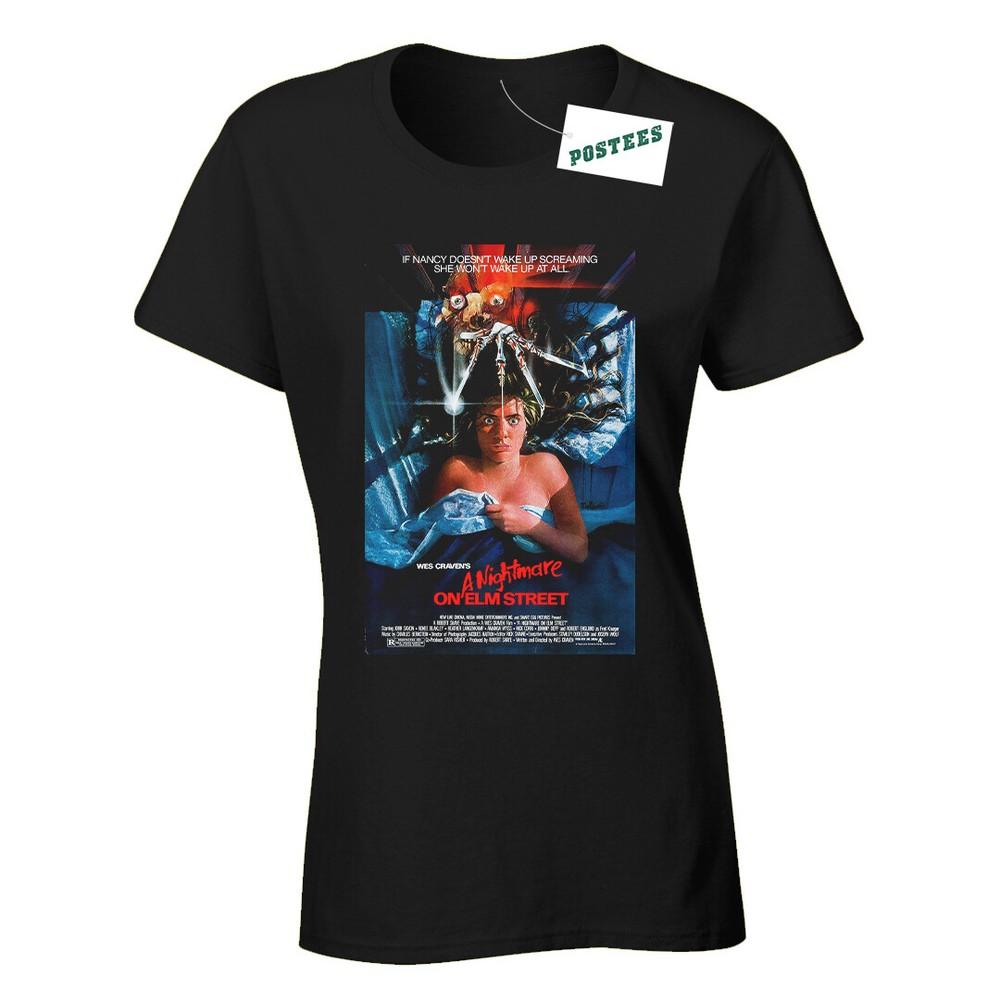 Retro Movie Poster Inspired By A Nightmare On Elm Street Ladies Fitted T-Shirt
