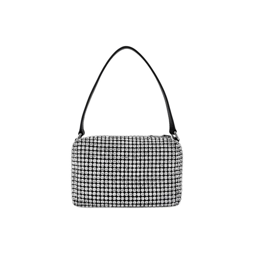 Alexander Wang Heiress Bolsa de Mão Pequena de Couro com Diamantes Brancos Bolsa de Ombro Tote Médio Feminina Branca