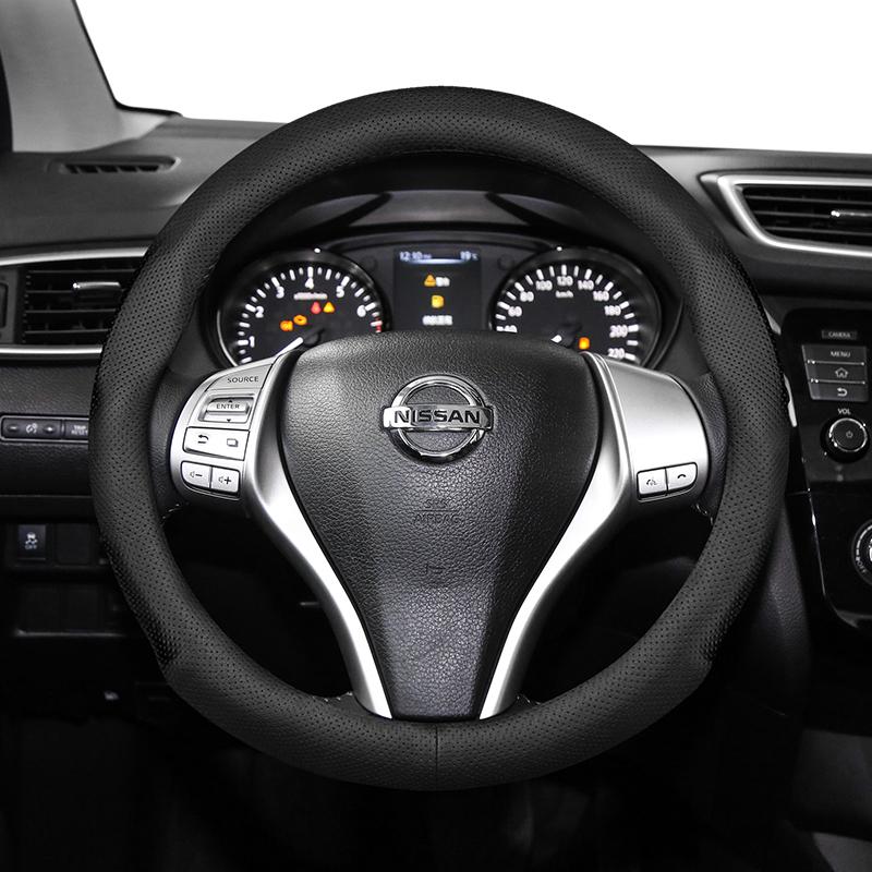 Suitable for Nissan Ultra-Thin Breathable Leather Steering Wheel Cover Suitable for Qashqai J10 J11 March Terrano2 Pathfinder R51 Note E12 Almera