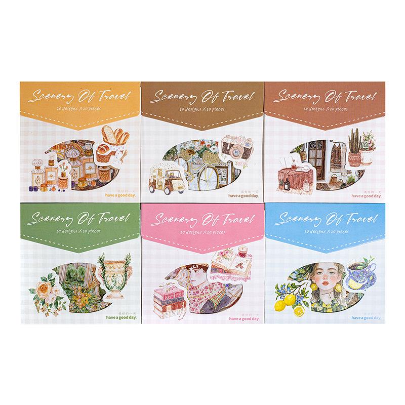 Beautiful Day Trip Scenery PET Sticker Pack: 6 Styles, 20 Sheets of Travel-Inspired Decorative Stickers