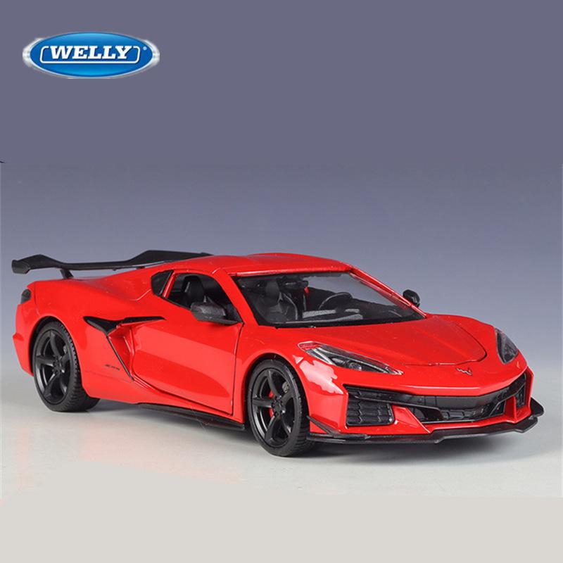 Welly 1/24 Scale  2023 Chevrolet Corvette Z06 Alloy Sports Car Model Diecast Racing Car Vehicles Model Simulation Collection Kids Gifts