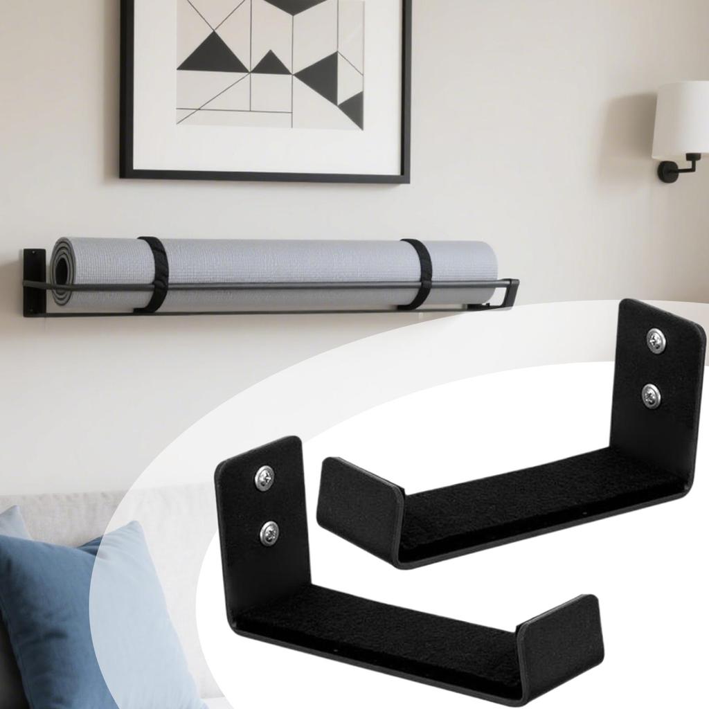 Yoga Mat Storage Rack 2 Pieces Yoga Foam Roller Wall Storage Hanger Aluminum Organizer For Resistance Bands Towel Strap Gym