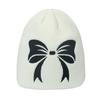 Internet celebrity star Korean version niche fashion bow embroidery knitted hat autumn and winter warm cover wool hat cold hat women
