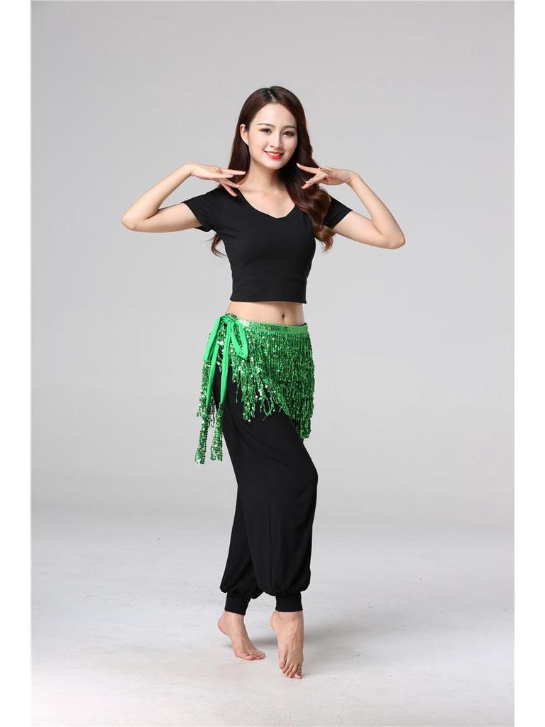 Halloween Belly Dance Costume with Sequin Tassels and Hip Scarf Waist Chain