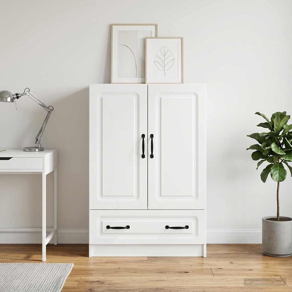 White Sideboard with Drawers 66 x 34.5 x 92 cm Engineered Wood