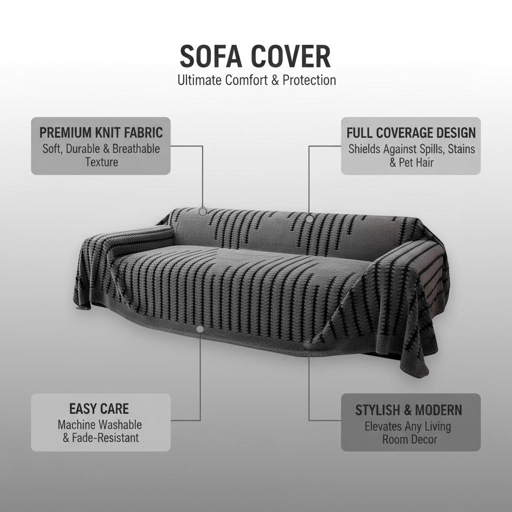 1pc gray Bohemian jacquard warm tufted sofa towel, Bohemian style soft thick blanket, suitable for living room sofa cover
