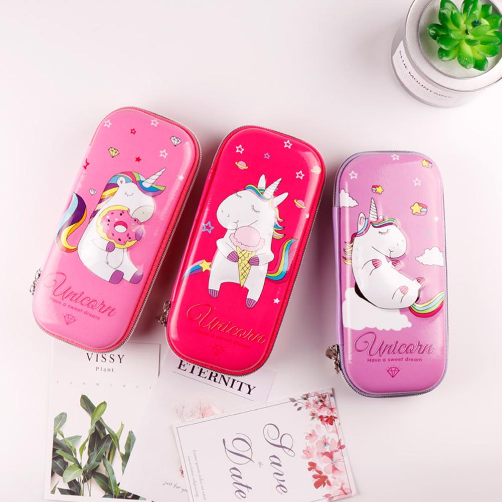 Cute Cartoon Single Corn Horse Pencil Case Pen Holder Box Stationery Storage