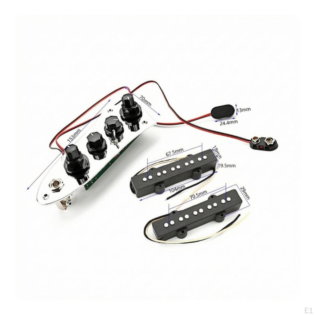 Bass Pickup Assembly with Control Plate DIY-Friendly Prewired Wiring Harness