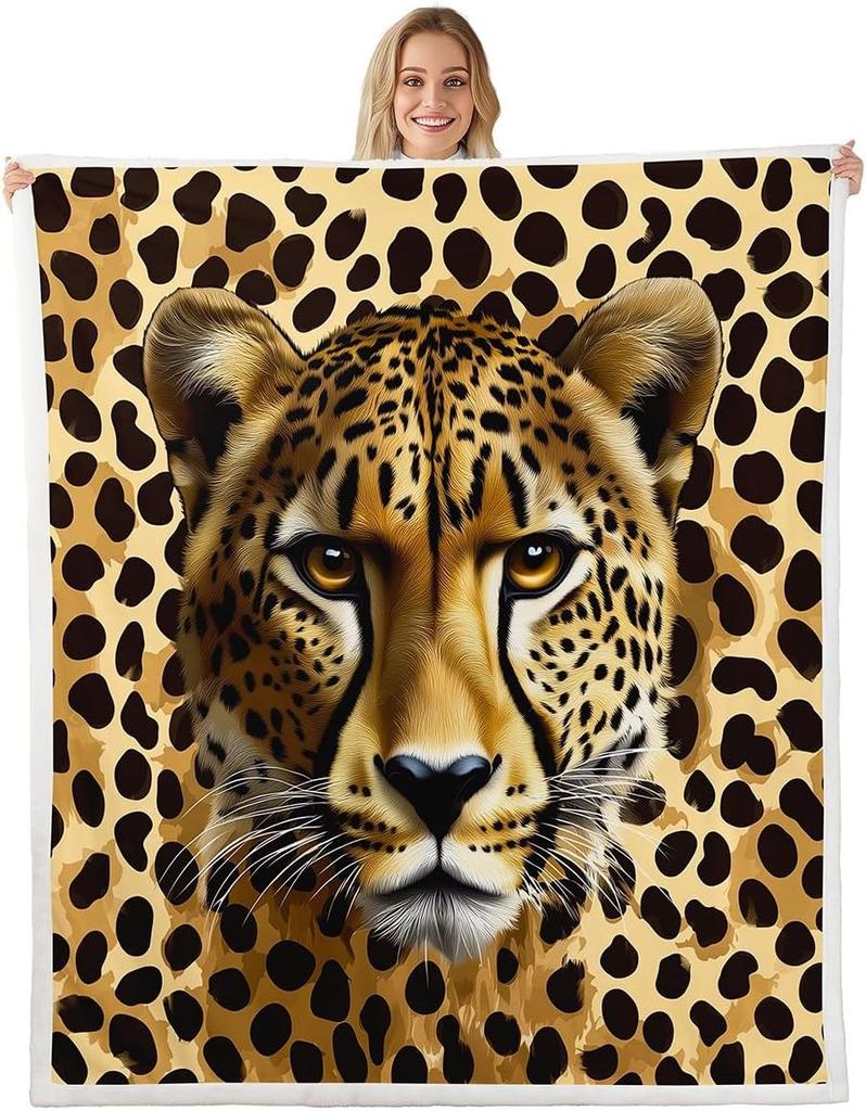 GUOYU Blanket Wild Cheetah Kids Throw BlanketLeopard Yellow Rose Floral Bed BlanketAnima Flower Heart Girls Boys Sofa DecorYellow Black