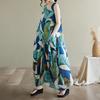 Sleeveless  Plus Size Cotton Vintage Floral New In Dresses for Women Casual Loose Long Summer Dress
