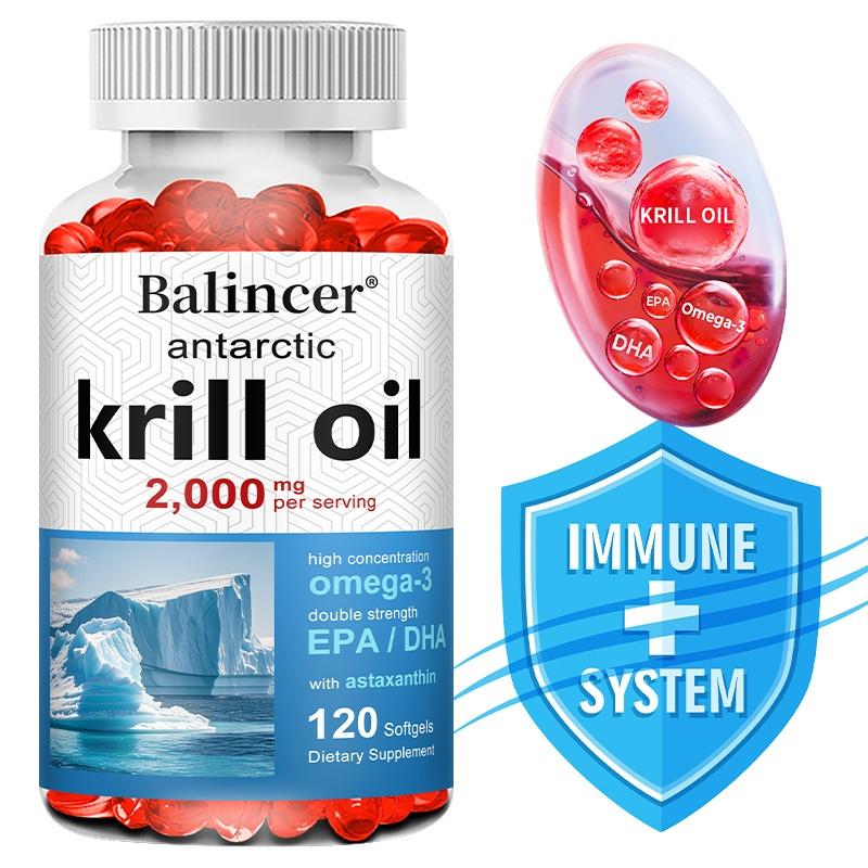 Balincer Antarctic Krill Oil Softgels , Omega-3 EPA & DHA With Astaxanthin, Support Heart Health, 120 Softgels
