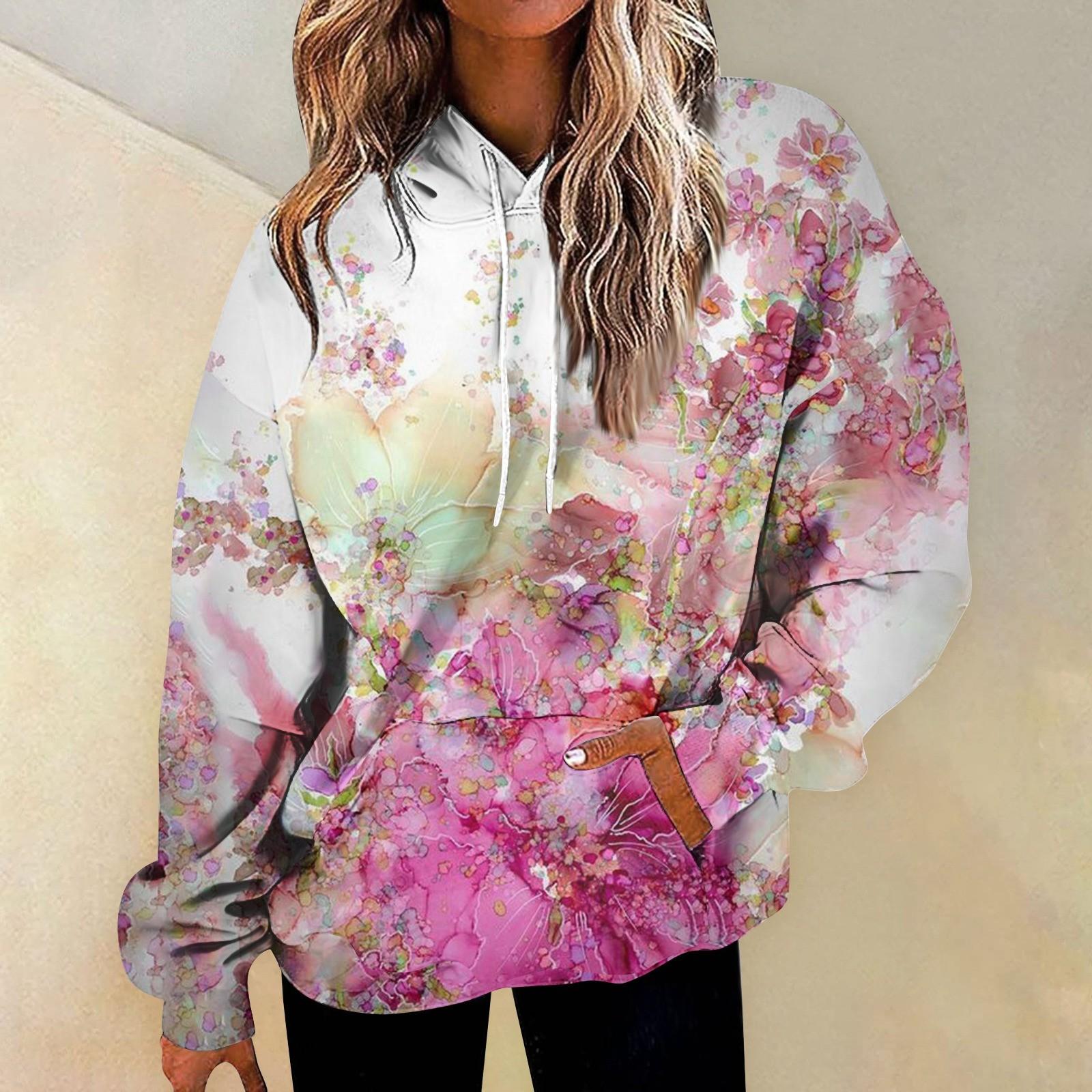 

Жіночий модний повсякденний універсальний топ з V-подібним вирізом і довгими рукавами з принтом XL