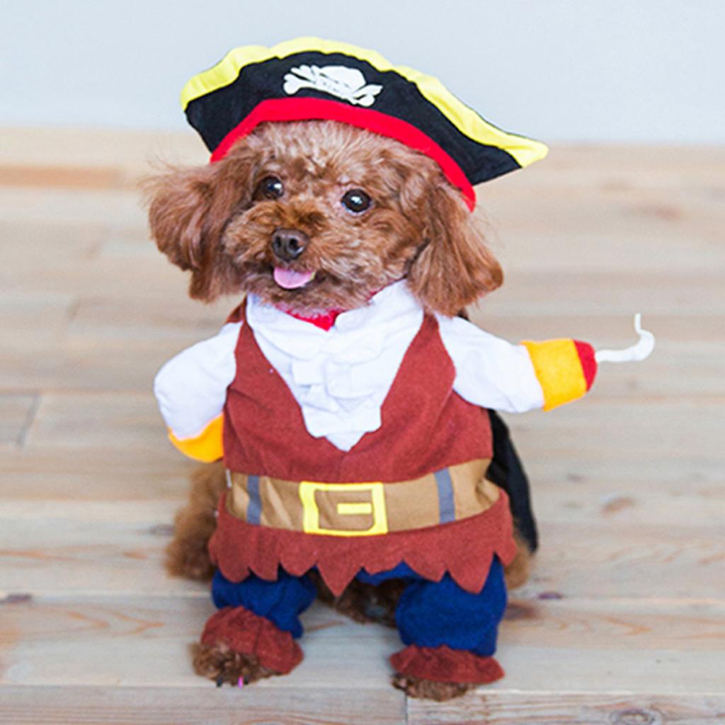 Polyester Cute Durable Pet Halloween Clothes Pirate Funny Costume Dress Up for Cats Dogs(S)