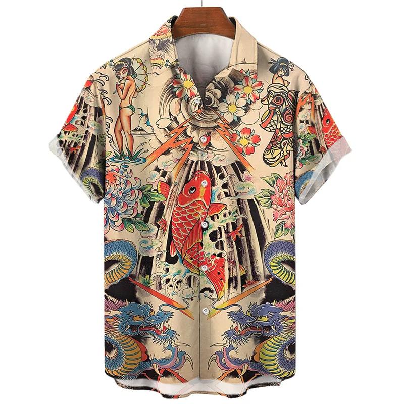 Camicia da uomo stampata in 3D a tema Umanistico Uomo/Donna Moda Casual Maniche Corte Camicie Colletto Bottoni Top Abbigliamento Unisex Oversize