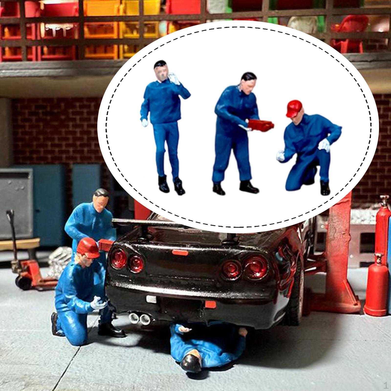 

1/64 Фигурка ремонтника Расписанная вручную Сделай сам Макет Декорации Аксессуары Персонаж Миниатюрная модель людей Настольная 3PC