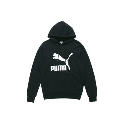 Klasyczny z nadrukiem bluza z kapturem na sznurki, z długim rękawem, męskie topy, czarna, 599300-01