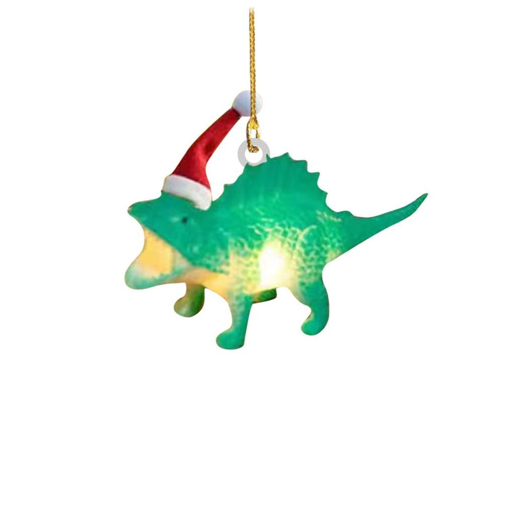 Festive Flat Dinosaur Acrylic Christmas Ornament Cheerful Vehicle Decoration Gift For All Ages