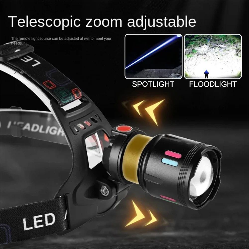 Multifunctional LED Headlamp USB Rechargeable Powerful Head Flashlight Camping Search Light Front Headlight Lantern