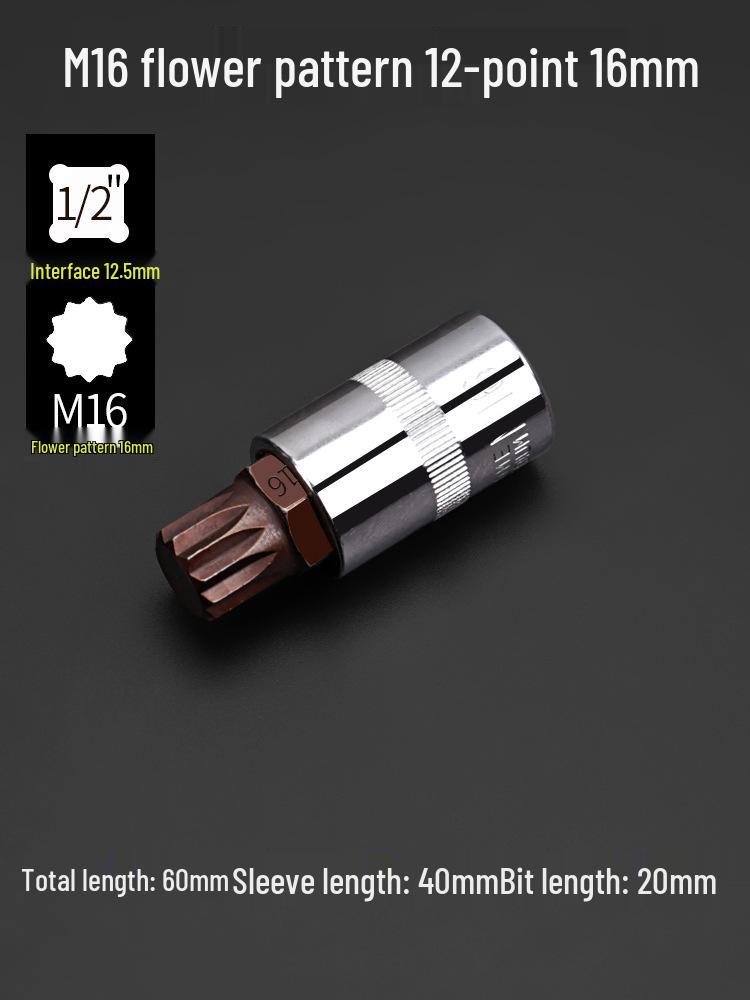Pflaumenblüten M10 Vielzahn-Schlüssel & Sechskant-Schraubendreher-Set, 12-Punkt-Winkel, M14 Blütenförmiges Werkzeug