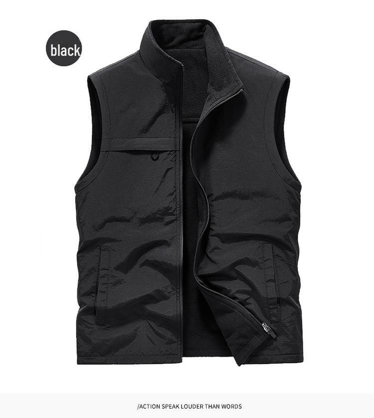 Herren Wende-Samtweste – Herbst/Winter Outdoor Winddicht, Warm, Aufgedrucktes Logo