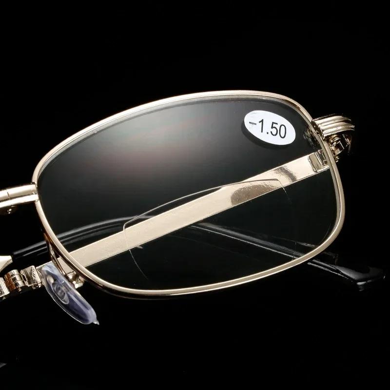 New Metal Frame Photochromic Myopia Eyewear For Men Ultra Light Portable Near Sight Eyeglasses Color Changing Glasses To -4.0