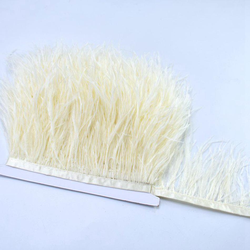 100Cm Natural Ostrich Feather Trim Ribbon Crafts Diy Boho Wedding Dresses Sewing White Plume Tape Party Home Decoration