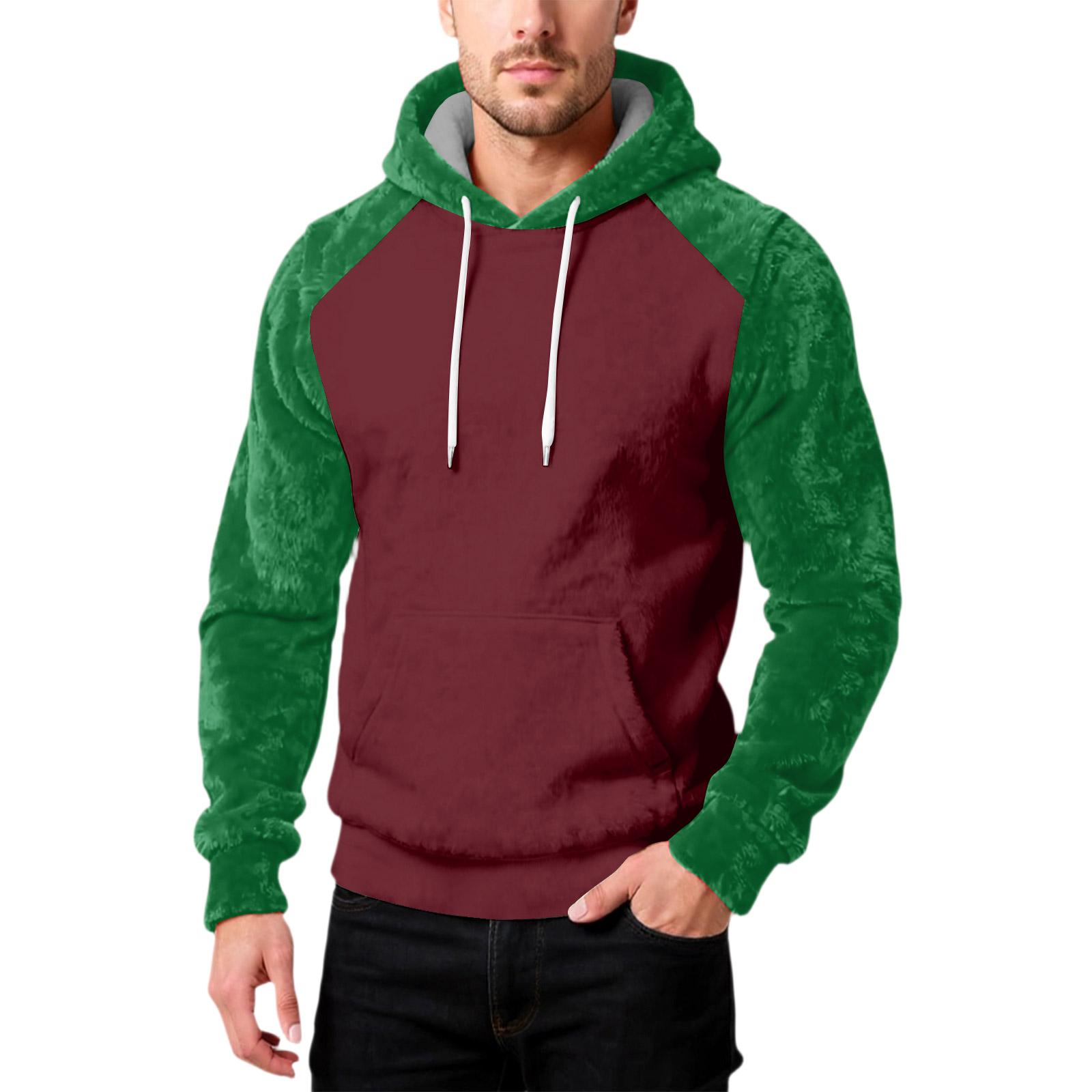 

Мужская Мода Досуг Капюшон Капюшон Плюшевый Длинный Рукав Толстовка L