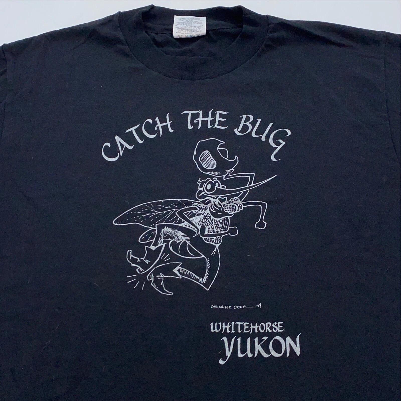vintage 90s WHITEHORSE YUKON CANADA CATCH THE BUG T-Shirt MEDIUM/LARGE soft S