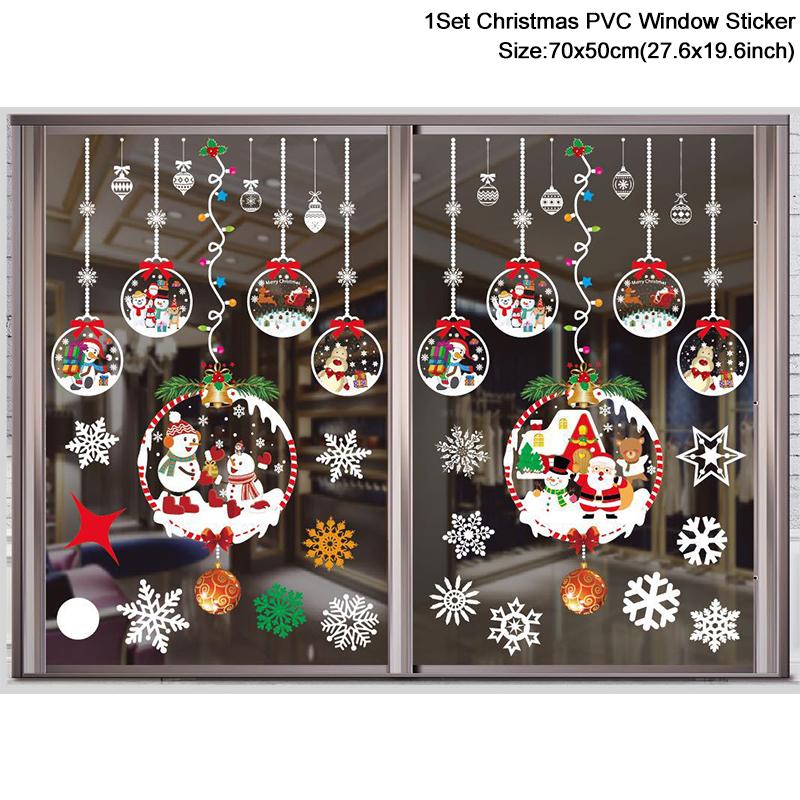 Christmas Window Stickers Santa Claus Snowflake DIY Wall Decal 2026 Christmas Decorations For Home New Year Ornaments Gift 2026