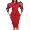 Large Size Women Spring Autumn Fashion Medium Sleeves Dress Ladies Elegant One Piece Patchwork Sheath Dress