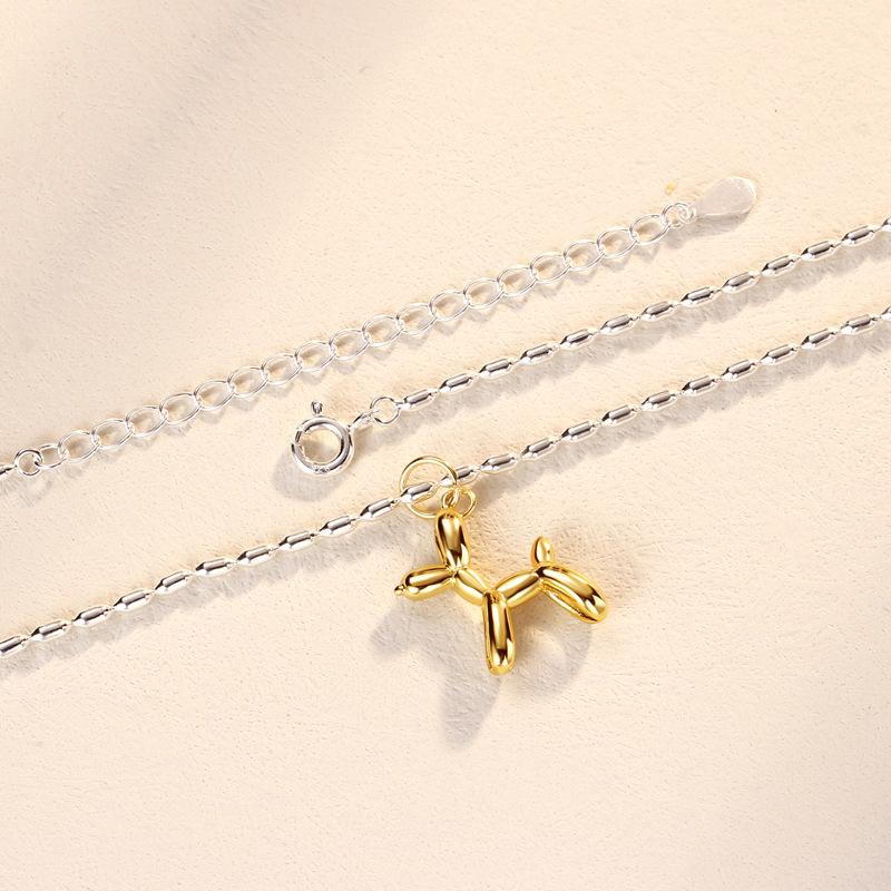 Balloon Dog Necklace Female Korean Niche Cute Exquisite High Design Sense Puppy Pendant Collarbone Chain