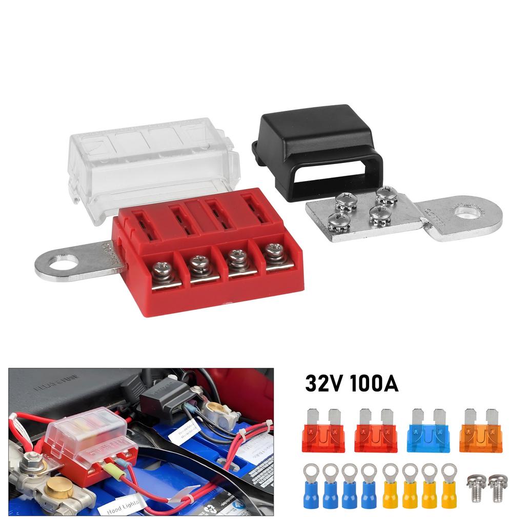 100A 32V Für Auto Yacht LKW 4-Kreis-Kit ST Klingen-Sicherungsblock Batteriepol-Montage Sammelschiene Bootsausrüstung